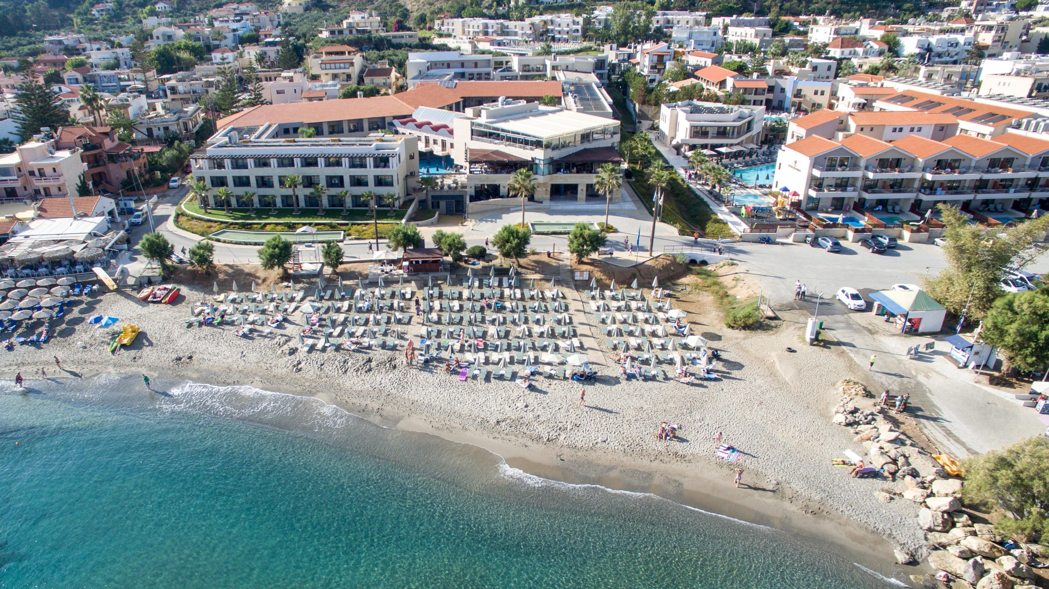 Porto Platanias Beach Resort & Spa Exterior photo Aerial view of the beach